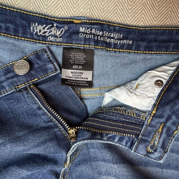 Mossimo Jeans 4R Blue Denim Mid Rise Straight Modern Cotton Stretch Whisker 4 - Picture 3 of 10